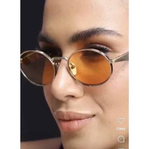 PRADA PR 65ZS ZVN02Z Pale Gold Orange Lenses Sunglasses Unisex AUTHENTIC - Picture 9 of 10